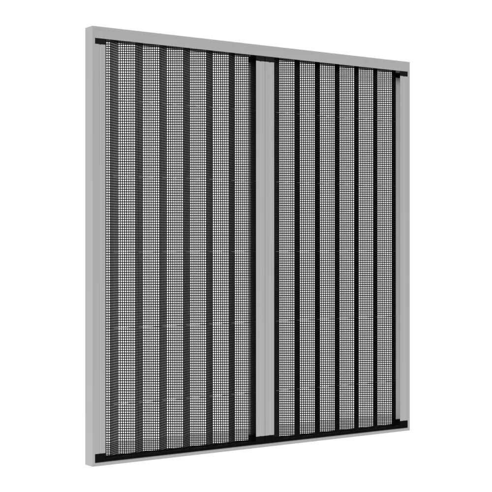 Dubbele plisse hordeur zijaanzicht RAL9016 Horren op maat van Horren Concurrent